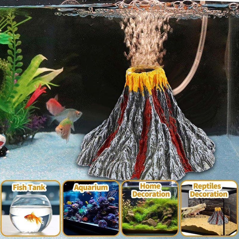 Moonorange Aquarium Air Bubbler Decoration, Realistic Volcano Ornament for Aquarium Fish Tank (Volcano-L) - Image 5